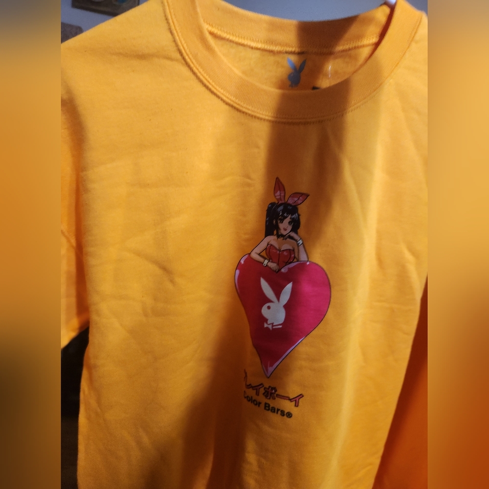 PLAYBOY Yellow Graphic Sweatshirt with Heart Design